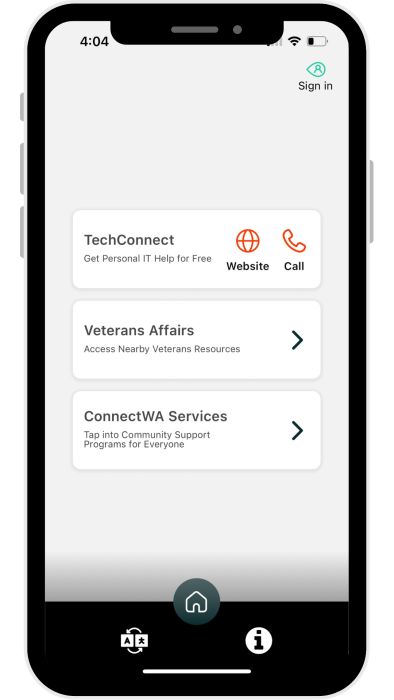 Screenshot of ConnectWA app